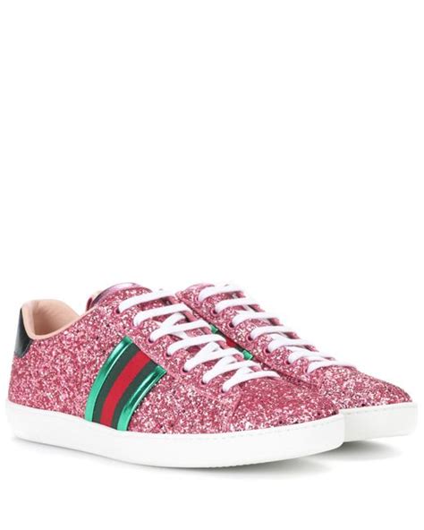 gucci pink ace glitter sneakers|pink Gucci sneakers men's.